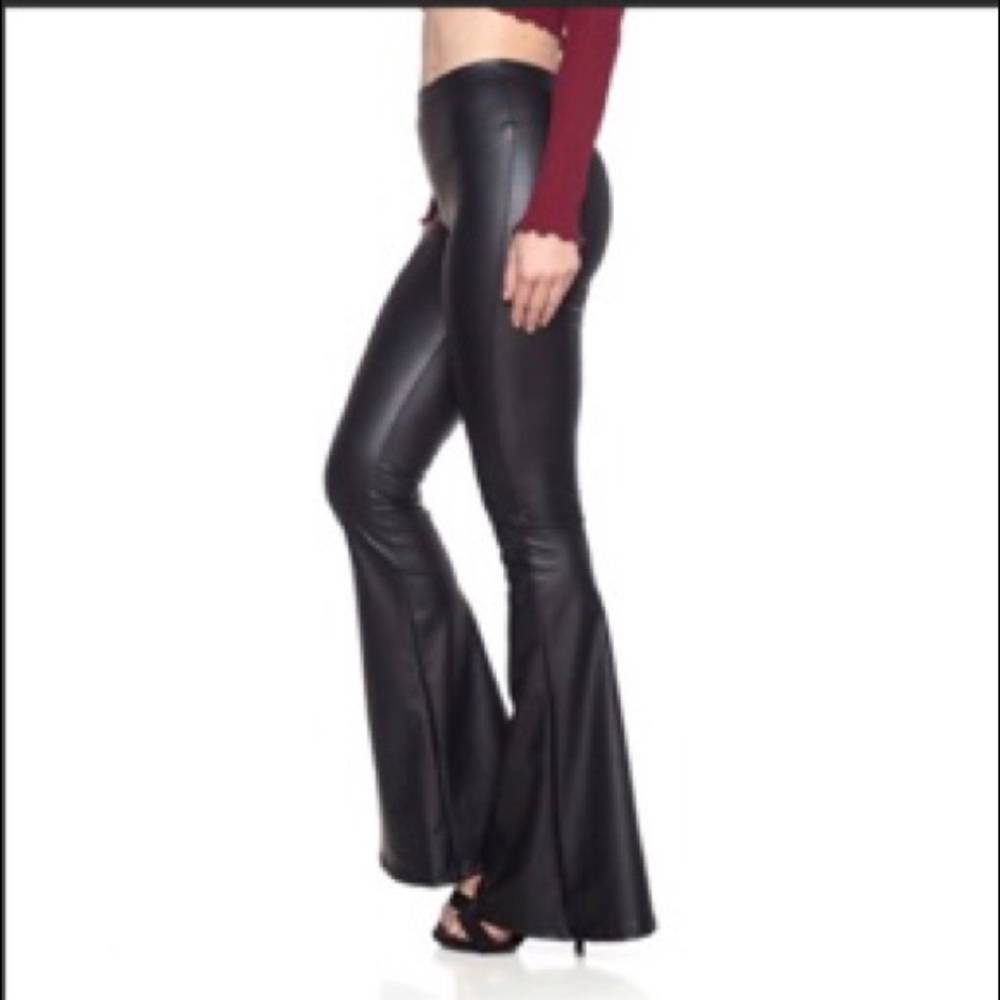 Faux leather bell bottoms